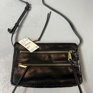HOBO Black Crossbody Bag with Gold Accents